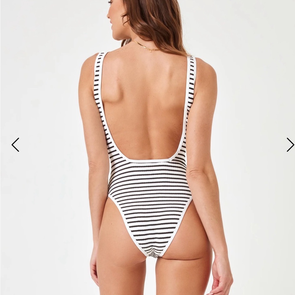 SOLD OUT L Space Coco Sail Away Stripe V-Neck Plunge One Piece Swimsuit - Picture 3 of 5